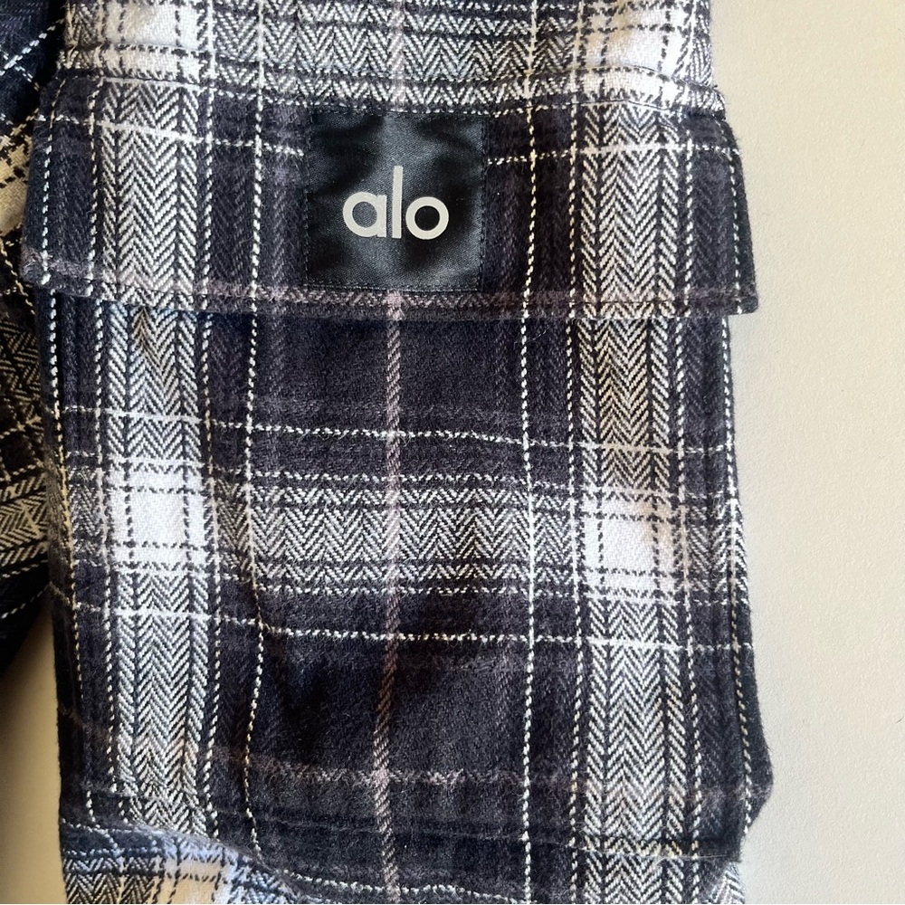 ALO YOGA Heritage Plaid Bomber Jacket In Black/ White Size S - Picture 10 of 12